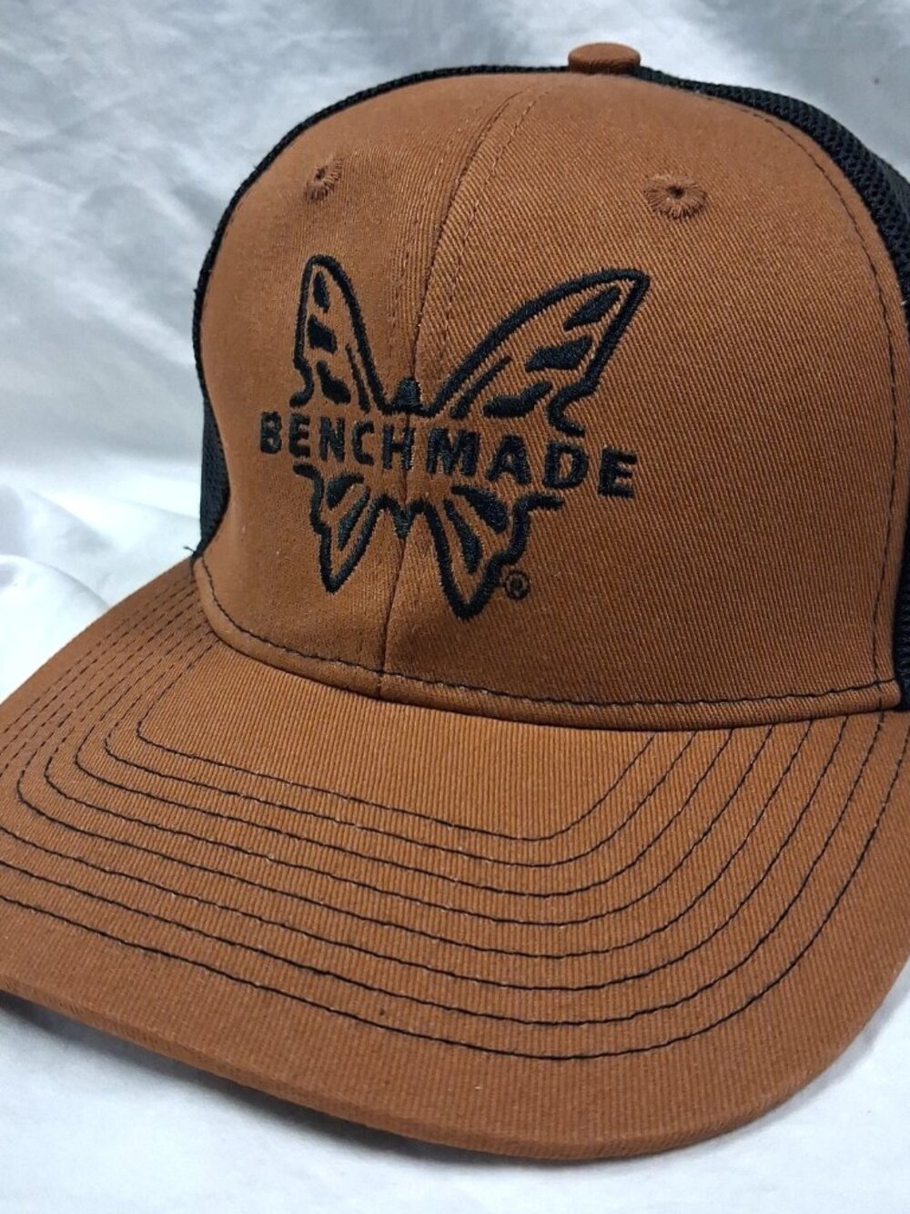 Benchmade Trucker Hat Cap Snapback Brown Black Mesh Butterfly Knife Embroidered